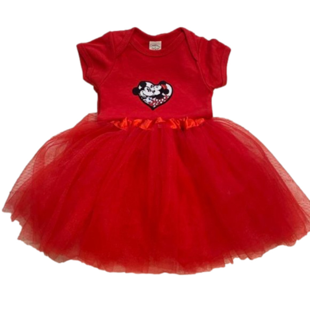 Mickey and Minnie Mouse Red Bodysuit with Tulle Tutu NEW